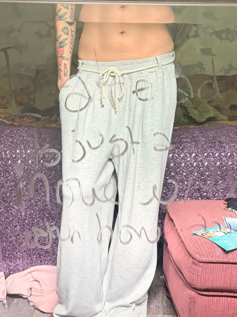 Light Gray Women's Drawstring Track Pants